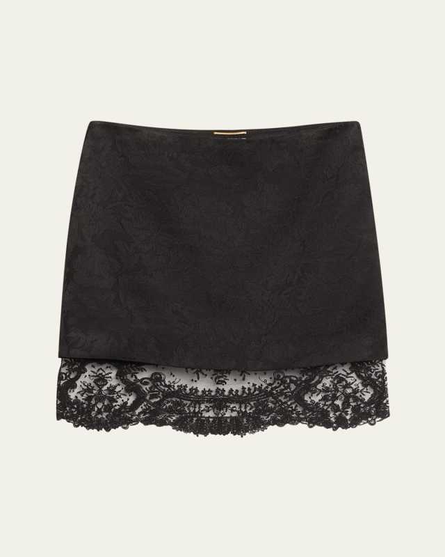 Jacquard Lace Hem Mini Skirt